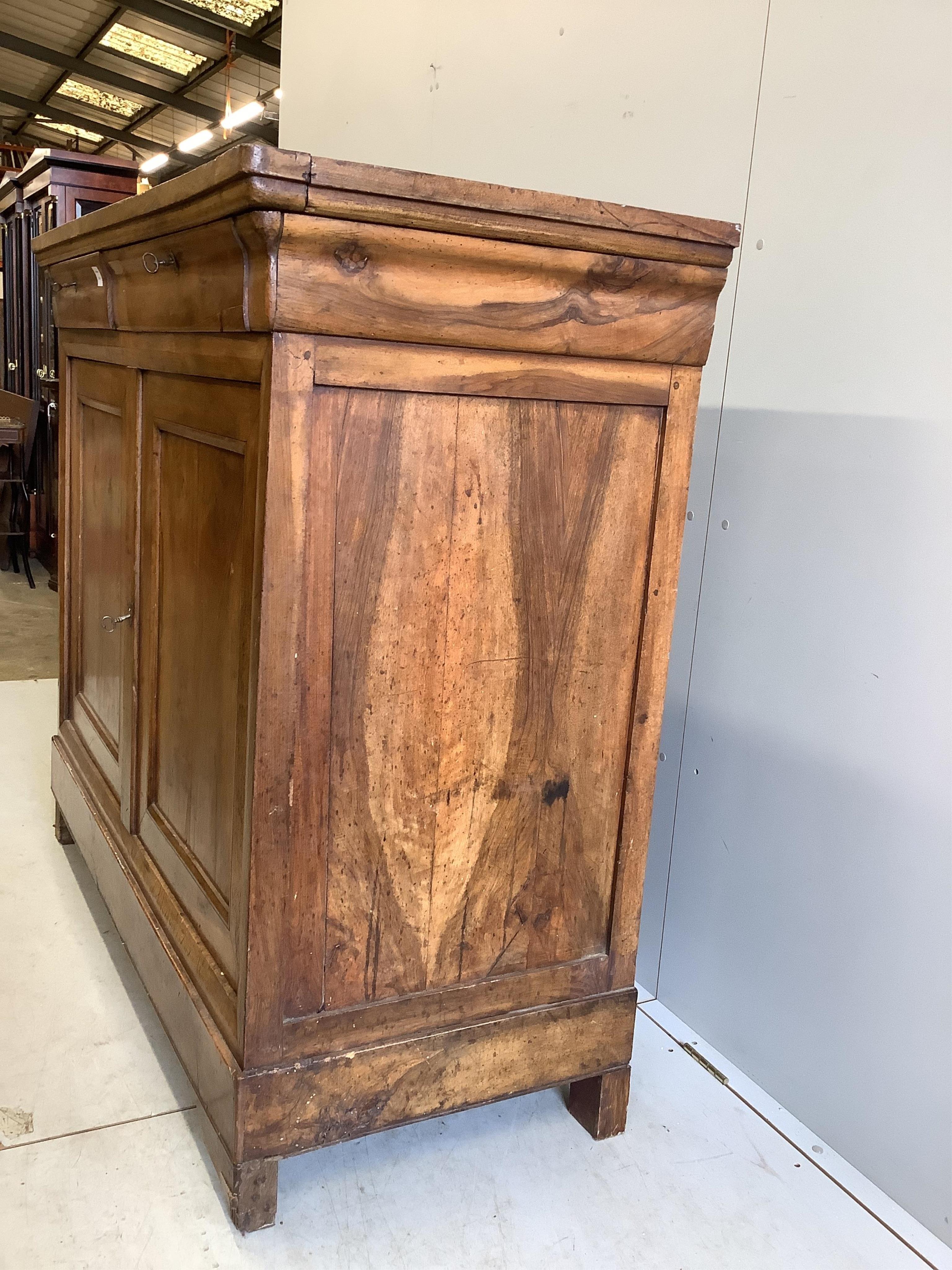 A 19th century French cabinet, width 148cm, depth 63cm, height 129cm. Condition - poor